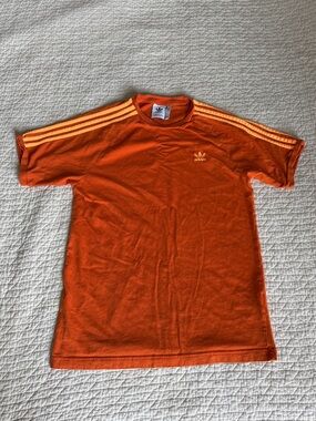 Adidas Orange Tee with Orange Stripes Sz Medium